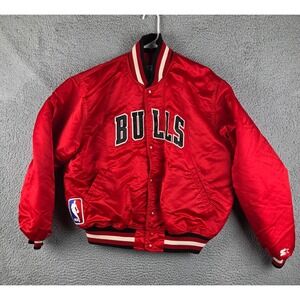 Vintage 90s Starter Chicago Bulls Satin Jacket Mens XL Red EMBROIDERED